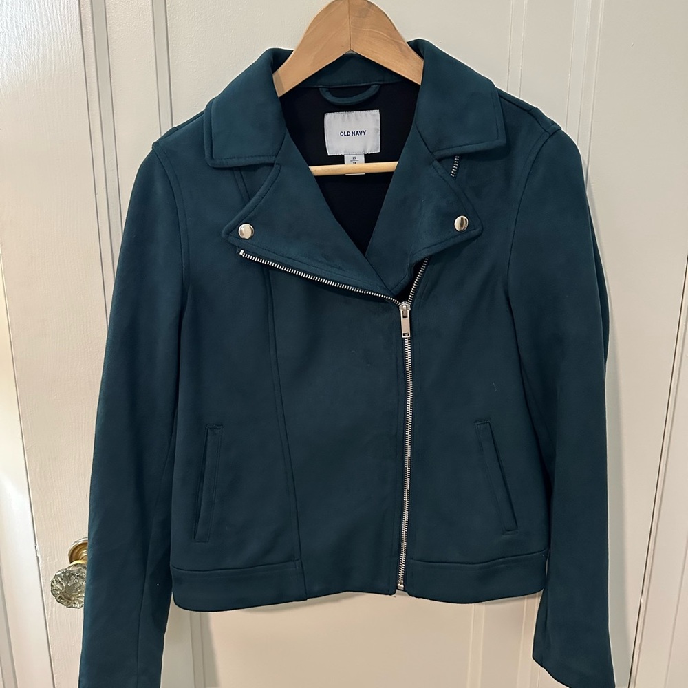 Old Navy Women's Dark Teal Leather Jacket